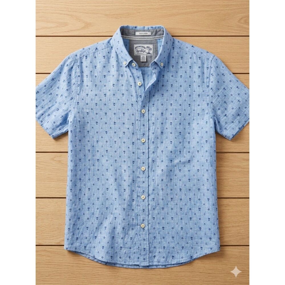 Heritage 1981 Men's 100% Linen Button-Up Shirt